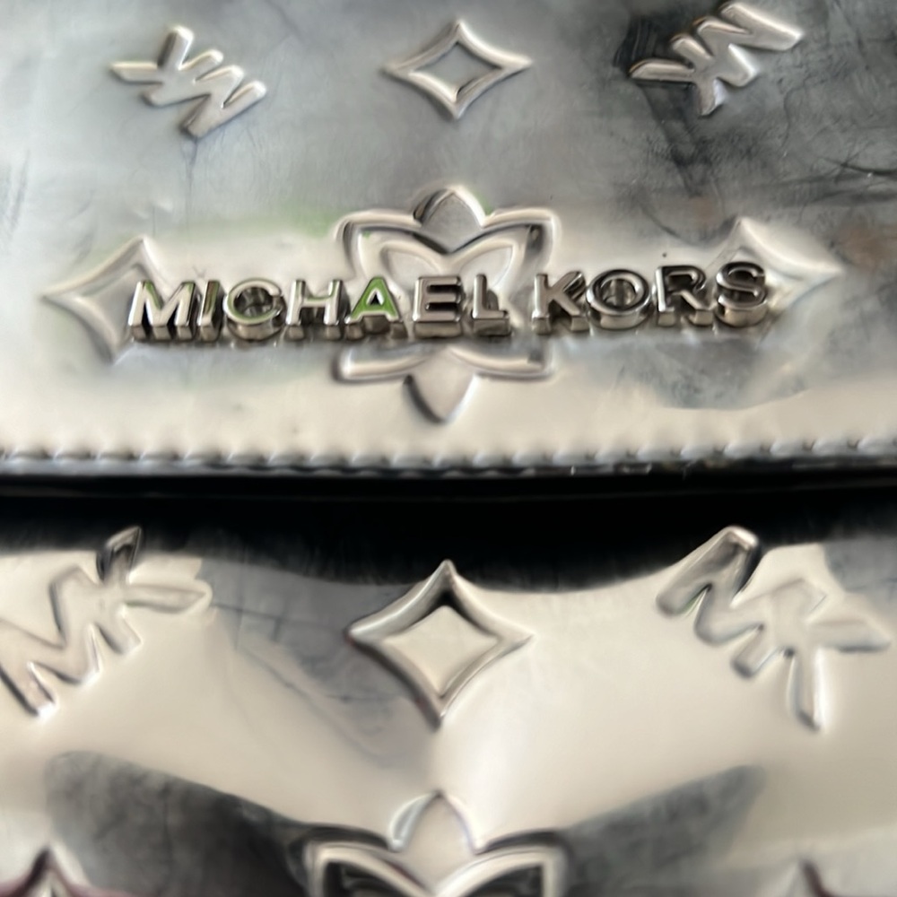 Michael Kors Silver Embossed Crossbody Bag - Picture 3 of 4